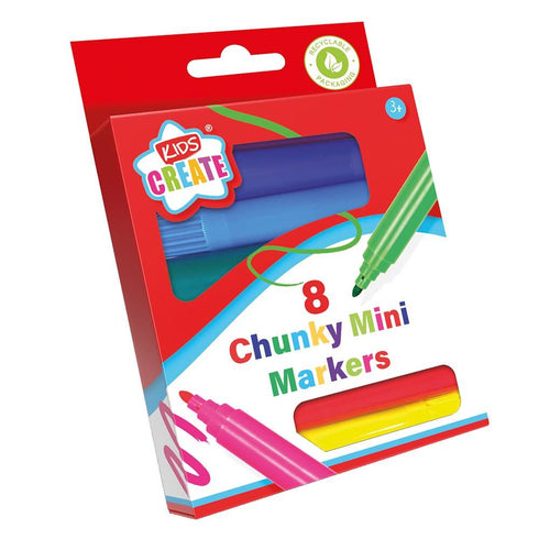 Chunky Mini Markers for Kids - Vibrant 8 Pack Set